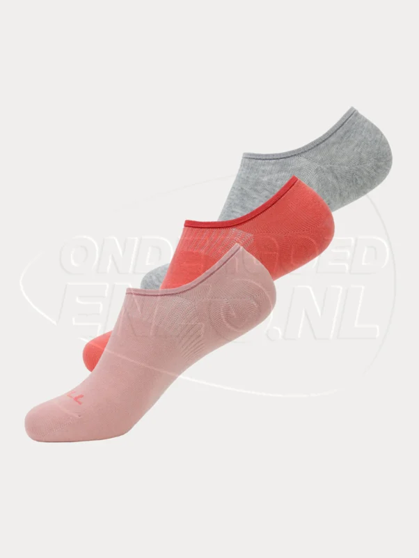 3 paar O'Neill footies in de kleuren lichtroze, roze en grijs.